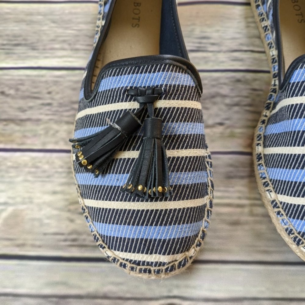 New Talbots Ivy Striped Espadrille Tassel Loafers - Picture 14 of 16